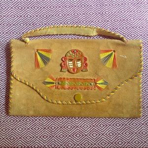 Aztec-design Leather Clutch